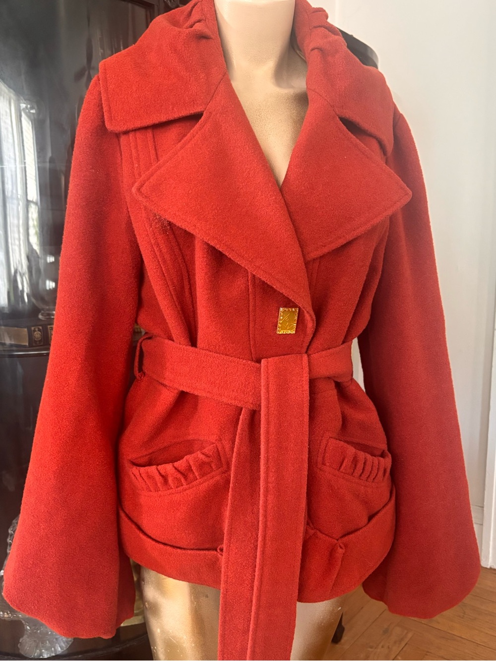 Y2K Baby Phat Orange Wool Wrap Jacket